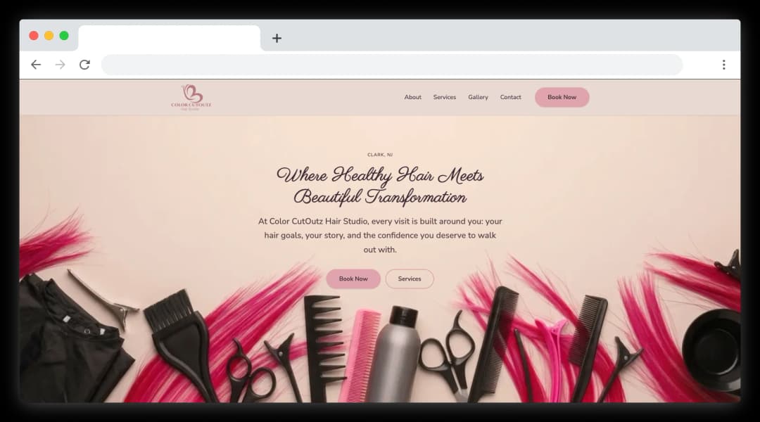 Screenshot of the Color Cutoutz website